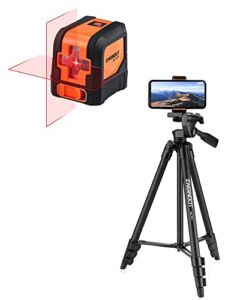 ENGiNDOT Self Leveling Laser Level and 55″ Universal Tripod for picture hanging to building work