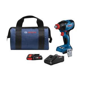 Bosch GDX18V-1860CB15 18V Connected-Ready Freak Two-In-One 1/4″ and 1/2″ Impact Driver with (1) CORE18V 4.0 Ah Compact Battery, Blue