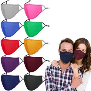 Washable Reusable Cloth Face Mask 10 PACK – Adjustable & Breathable Cloth Masks for Adult Men Women with Filter Pocket & Nose Wire Fathers Day Dad Gifts from Daughter Son