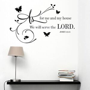 Wall Decals Quotes, As For Me And My house We Will Serve The Lord, Living Room Decor decorations, Bible Verse Inspirational Sayings, Family Inspirational Wall Stickers, Suitable for Entryway Baby Dining Room, Art Home Decor Decoration