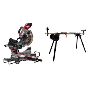 Skil 10″ Dual Bevel Sliding Miter Saw – MS6305-00 & WEN MSA330 Collapsible Rolling Miter Saw Stand with 3 Onboard Outlets