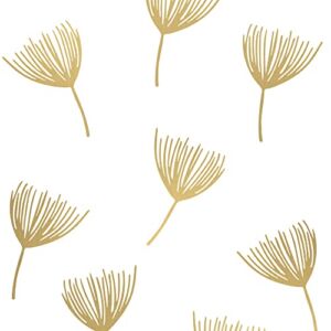A Room with Metallic Gold Vinyl Flowers Wall Decals, Peel and Stick Modern Floral Dandelion Pappus Stickers for Bedroom Livingroom Home Wall Art Decor