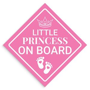 Super Cute, Elegant 4.5in Princess on Board Sticker 1pk. Bright Pink Diamond Newborn Caution Car Bumper Decals. Premium Vinyl Baby Safety Warning Label for Vehicles, Trucks, Automobiles, Cars, Vans