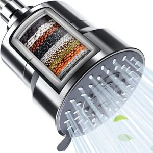 Filtered Shower Head, 5 Modes High Pressure Shower Head with filters,15 Stage Hard Water Shower Head Filter for Remove Chlorine and Harmful Substances