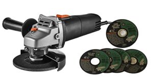 Warrior 4.3 amp, 4-1/2 in. Angle Grinder with Slide Switch Plus 5 Wheels (4 Cut-off 40 Grit and 1 Thin Cut-off 60 Grit)