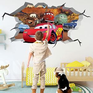 BookMods 3D Cars Movie Decal Wall Stickers Removalble Break Through The Wall Vinyl Murals for Children Bedroom Living Room