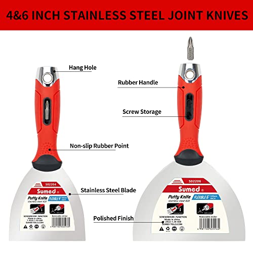 Drywall Hand Tool Kit,Stainless Steel Putty Knife Set Including Joint Knife Taping Knife Paint Scraper Mud Pan | The Storepaperoomates Retail Market - Fast Affordable Shopping