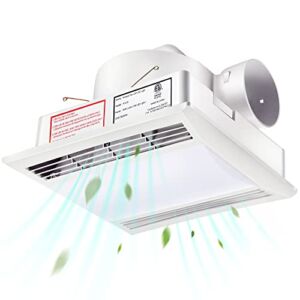 Bathroom Exhaust Fan Light Combo, ETL Certified Ultra Quiet Bathroom Fan with LED Light 1.0 Sones 110 CFM, White Shower Ceiling Ventilation Fan Vent 110V 45W for Home Household