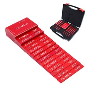 CLIMCA Setup Blocks Woodworking Height Gauge Set, 15pcs Precision Aluminum Setup Bars for Router and Table Saw Accessories Tools Setup Blocks, Laser Engraved Size Markings(Red)