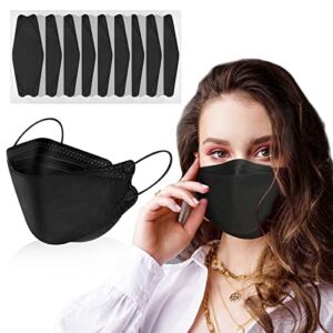 60pcs KF94 mask,Disposable black masks,4 layers protection filter efficiency>95%,Double line nasal frame,Highly elastic ear straps,Breathable comfort,Suitable men women daily use(individual package)
