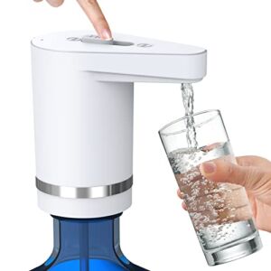 Myvision 5 Gallon Water Dispenser Portable Water Pump for 2-5 Gallon Bottle Electric Water Bottle Dispenser (White)
