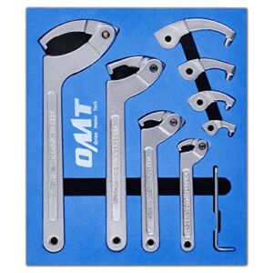 Orion Motor Tech 8pc Adjustable Pin Spanner Wrench Tool Set, Spanner Nut Wrench Tools with Changeable Heads for Pipes Heating Cars, Coilover Hook Wrenches for Suspension System, 3/4″ to 6-1/10″
