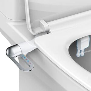 Bidet Attachment for Toilet Seat,Fresh Water Sprayer,Self Cleaning Dual Nozzle for Frontal & Rear Wash,Non-Electric Mechanical,Adjustable Water Pressure Control- White