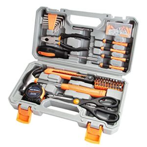 126 Piece Tool Set General Household Hand Tool Kit with Plastic Toolbox Storage Case Orange