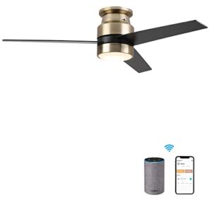 52 inch Low Profile Ceiling Fan with Light, Smart Ceiling Fan with Light Work With Alexa/Google Home/Siri|Reversible Motor|Schedule| Needs Neutral Wire, No Hub Required