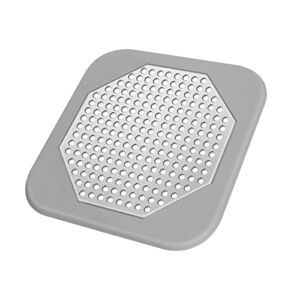 Square Drain Cover for Shower 5.7-inch Stainless Steel and Silicone Drain Hair Catcher Flat Silicone Plug for Bathroom and Kitchen Filter Shower Drain Protection Flat Strainer Stopper (Grey)