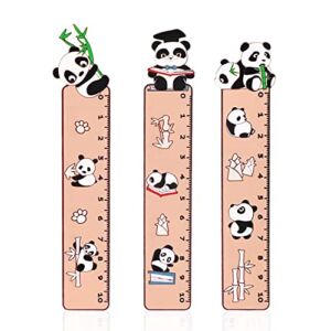 Zllada 3 Pieces Panda Metal Rulers – Cute Stainless Steel Metric Rulers for Kids – 10cm Centimeter Small Ruler – Mini Metal Pocket Ruler