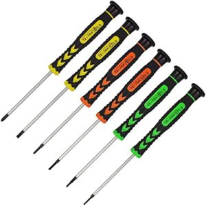 6Pcs Precision Screwdriver Set, Magnetic Screwdriver Kit, Security Torx Screwdrivers and Phillips Screwdrivers with Non-slip Handle, Professional Tool for Mac, Computer, Phone, PS4, Watch, Jewelry