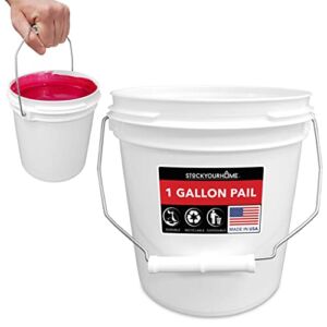 1 Gallon All-Plastic Bucket with Handle (Lid Not Included) Small Paint Pail, Rust Proof Paint Bucket ,Odor & Chemical Resistant Plastic Paint Bucket, Multipurpose 128 Fl Oz Bucket with Metal Handle