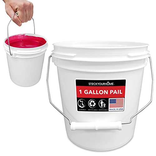 1 Gallon All-Plastic Bucket with Handle (Lid Not Included) Small Paint Pail, Rust Proof Paint Bucket ,Odor & Chemical Resistant Plastic Paint Bucket, Multipurpose 128 Fl Oz Bucket with Metal Handle | The Storepaperoomates Retail Market - Fast Affordable Shopping