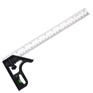 Smgda Combination Square 12″ Carpenter Combo Square with Bubble Level Woodworking Ruler Adjustable Right Angle Ruler Measuring Tools