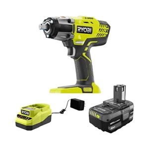 Ryobii RYOBI P261K1 ONE+ 18V Cordless 3-Speed 1/2 in. Impact Wrench with 4.0 Ah Battery and Charger