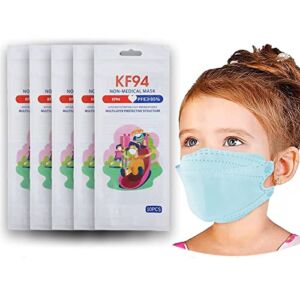 Kids KF94_Mask 4 Layers Protective_Mask Non-woven, Cup Dust_Mask 3D Design Disposable KF94 for Kids 50/100 Pcs (50pcs, Blue-A)