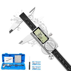 Raynesys Digital Caliper with Absolute Value Function 0-6″ Inch/MM/Fraction Conversion, Stainless Steel Electronic Diameter Measuring Tool with Large LCD Screen, IP54 Waterproof Protection, Auto-Off