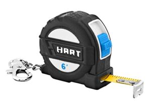 HART 3-Pack 6 Foot Compact Measuring Tape Keychain,Wide-Blade