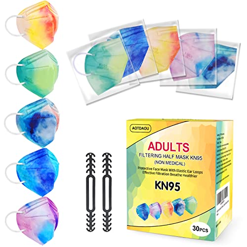 AOTDAOU KN95 Face Masks for Women Men, 30 Packs Individually Wrapped Tie Dye Design Mask, Adult Sized Colored Mask, 5 Ply Breathable Comfortable Protective Mask | The Storepaperoomates Retail Market - Fast Affordable Shopping