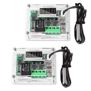 UMLIFE 2PCS Temperature Controller Module with Case, XH W1209 LED Display Digital Thermostat Module with Waterproof NTC Probe -50~110℃ Electronic Temperature Temp Control Module Switch