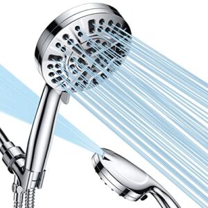 Gcirik High Pressure Shower Head with Handheld, 8 Spray Settings + 2 Power Jet Modes Shower Heads , 5.04″ Detachable Showerhead Set with Stainless Steel Hose and Adjustable Bracket