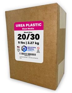 Urea Plastic Blast Media – Mesh Size 20/30 – Plastic Abrasive for Stripping Paint and Removing Coatings from Cars, Aircraft, Trucks, Trailers, Trains, Vans, Buses and Steel (5.0)