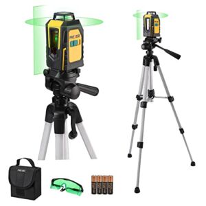 PREXISO 360° Laser Level with Tripod, 100Ft Self Leveling Cross Line Laser Level with Green Glasses, Portable Bag, 4 AA Batteries – Green Horizontal Line for Construction, Tile, Home Renovation