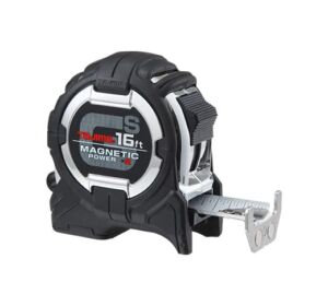 TAJIMA GS-Lock Tape Measure – 16ft x 1in Tape Measure with Compatible Clip & Dual Magnetic Power – GS-SC16BW