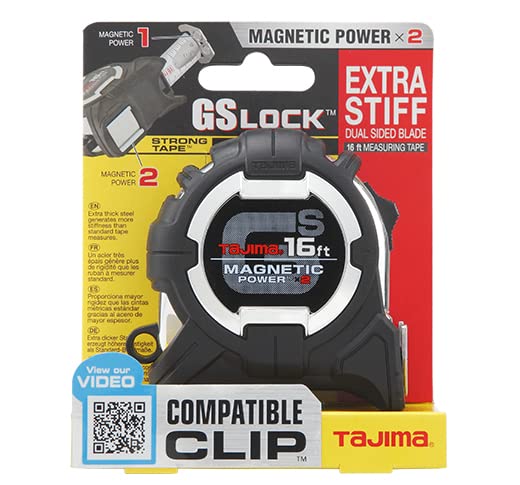 TAJIMA GS-Lock Tape Measure – 16ft x 1in Tape Measure with Compatible Clip & Dual Magnetic Power – GS-SC16BW | The Storepaperoomates Retail Market - Fast Affordable Shopping