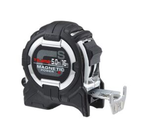 TAJIMA GS-Lock Tape Measure – 16ft/5m x 1in Tape Measure with Compatible Clip & Dual Magnetic Power – GS-SC16/5MBW
