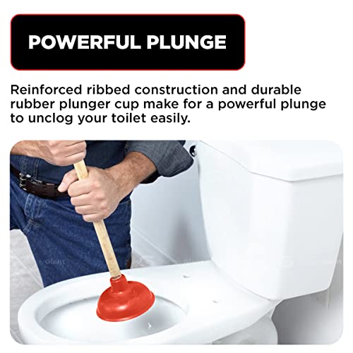 SUPPLYGIANT Sink Plunger – Heavy Duty Rubber Plunger for Bathroom – Small Plunger for Sink with 9” Wooden Handle to Fix Clogged Basins and Tubs, Orange | The Storepaperoomates Retail Market - Fast Affordable Shopping