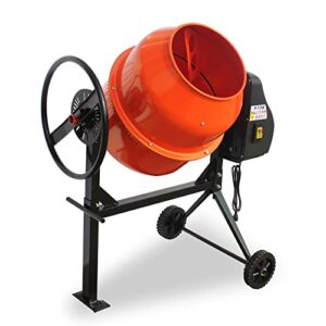 Oarlike 4.2 Cu Ft Electric Concrete Mixer Portable Cement Mixing Machine for Stucco, Mortar Seeds with Wheel and Stand