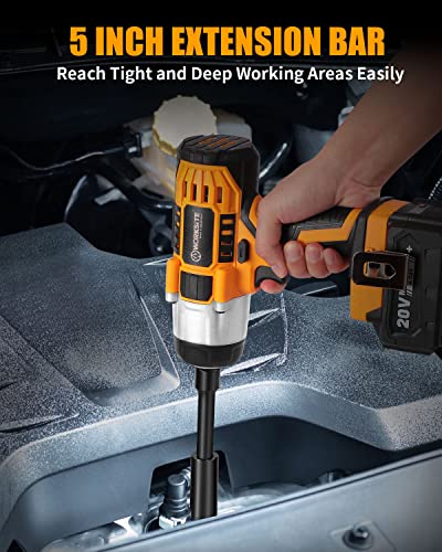 WORKSITE Impact Wrench Cordless 1/2 Inch, Impact Gun 370 Ft-lbs (500N.m) with 4.0A Battery, Fast Charger, Variable Speed, 4 Sockets, One Extension Bar & Tool Bag | The Storepaperoomates Retail Market - Fast Affordable Shopping