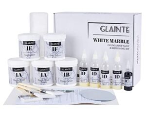 GLAINTE White Marble Countertop Paint Kit Kitchen Bathroom Counter Top Refinishing Kit