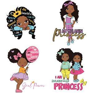 4 Pieces Black Girl Inspirational Quote Wall Decal Motivational Saying African American Sticker Positive Black Girl Stickers Little Girl Decals for Bedroom Girl Power Wall Decal for Nursery Decor