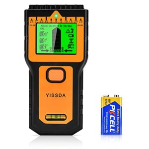 YISSDA Stud Finder Wall Scanner, Upgraded 7 in 1 Magnetic Stud Sensor Wall Detector, with Bubble Level, Nail Beam Finders Center and Edge for Wood AC Wire Metal Studs Joist Pipe, with HD LCD Screen