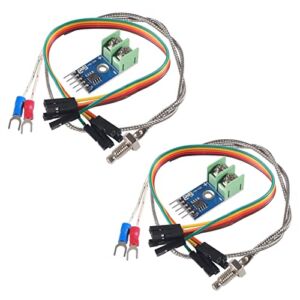 AOICRIE 2 Sets DC 3-5V MAX6675 Themocouple Module and K Type Thermocouple Temperature Sensor Thermocouple Sensor Set M6 Screw with Cable Cord Compatible for Arduino for Raspberry Pi (2 PCS)