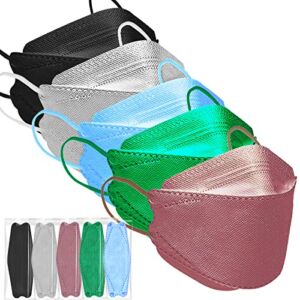 Disposable Face Masks, 4 Ply Individually Wrapped Masks, Colorful Disposable Masks with Nose Wire for Adults Men Women Teen Outdoor Workout, Filter Efficiency≥95%, 25 Packs