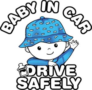 Large Size, high Visibility, Baby in car Sticker, Plus 2 Slow Down Hand Sign, Baby on Board Sticker, Drive Safely Sticker, Baby Board Sticker, car Sticker, Waterproof, UV Proof