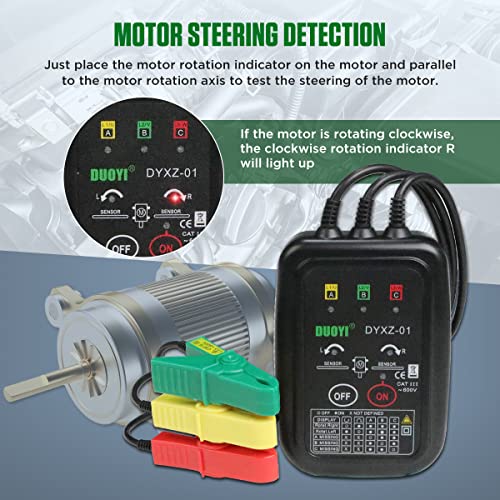 3 Phase Rotation Tester Non Contact Voltage Tester Phase Sequence Detector Short Detection 70V~600V AC Phase Rotation Meter Motor Rotation Tester with 0.6m Cable Length,Carrying Bag Phase Meter | The Storepaperoomates Retail Market - Fast Affordable Shopping