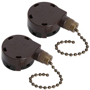 Ceiling Fan Switch ZE-268S5, 4 Speed 5 Wire Pull Chain Control Ceiling Fan Parts Replacement Speed Control Switch Fan Accessories (Bronze) 2PCS