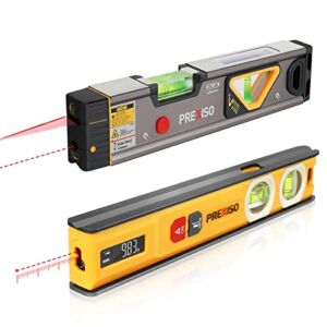 PREXISO 2-in-1 Laser Measure 65Ft and Torpedo Level & PREXISO 2-in-1 Laser Level Spirit Level with LED Lights, 100Ft Point & 30Ft Line