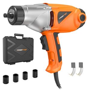 ENERTWIST 8.5A Electric Impact Wrench 1/2 Inch 450 N.M Max Torque Corded 4 Sockets Impact Wrench with Hog Ring Anvil